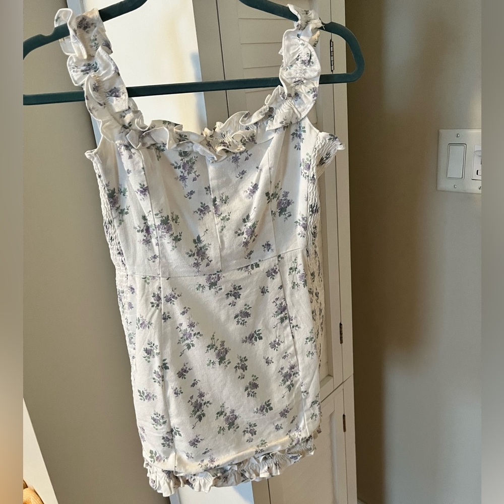 White (purple flowers) O. Vianca mini dress
